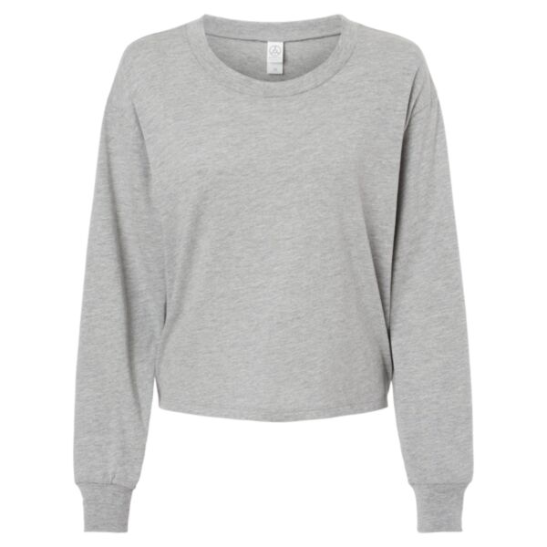 Women's Cotton Jersey CVC Long Sleeve Crop Tee Thumbnail